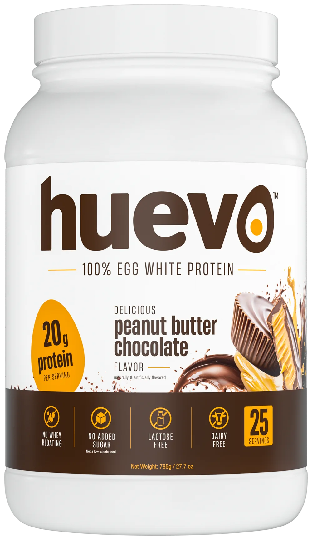 huevo Peanut Butter Chocolate tub, front view