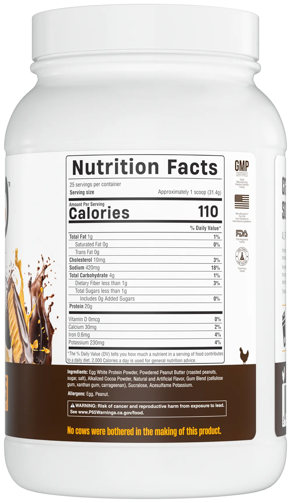 huevo Peanut Butter Chocolate label, Nutrition Facts panel